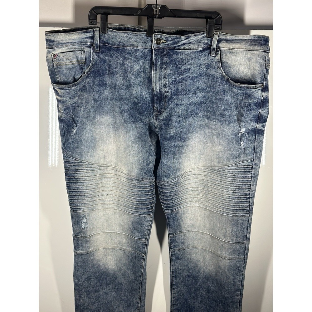 Southpole Jeans Mens Sz 50 Blue Denim Acid Stone Wash Distressed Streetwear Y2K